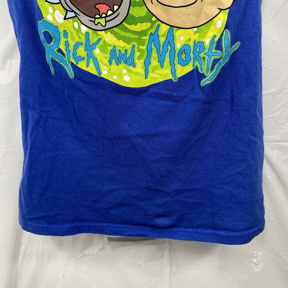 Rick & Morty Men's Small Blue Short Sleeve Adult Swim Cartoon Graphic T Shirt - Picture 4 of 9